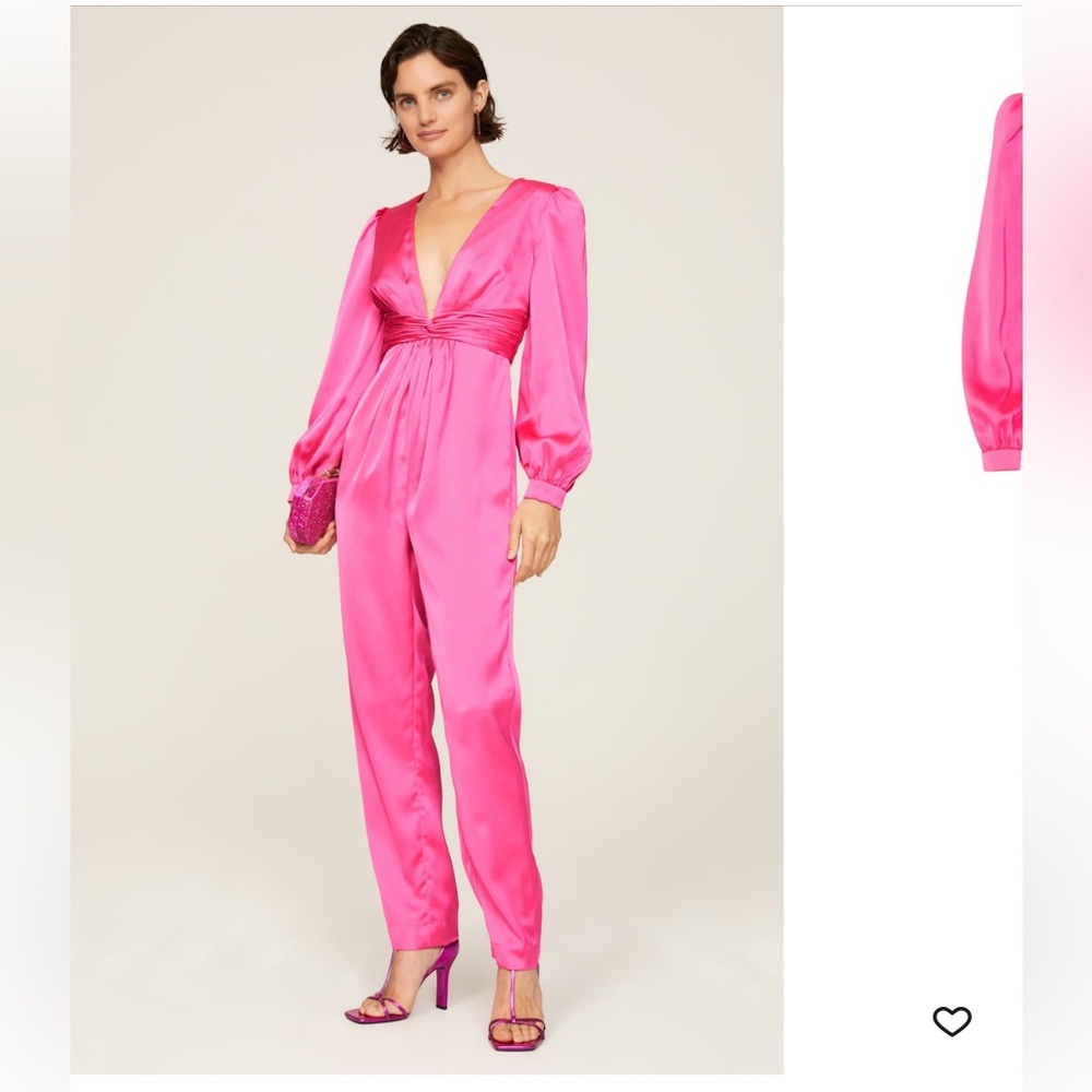 Mac Duggal Vibrant Pink Satin Jumpsuit